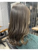 透明感カラー　透け感カラー　暗髪　ふんわりミディアム