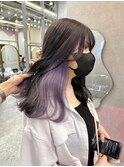 ダブルカラーインナーペールラベンダー暗髪グレージュ韓国ブルベ