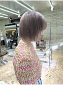 ミニボブミルクティーベージュアッシュベージュ春カラー