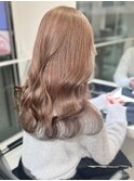 透け感 ミルクティーベージュカラー ケアブリーチ ロングヘア