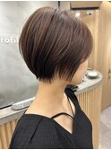 大人可愛い20代30代40代黒髪前下がりショートボブ丸みショート◎