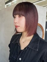 テトヘアー(teto hair) ボブウルフ、レッドオレンジ、切りっぱなしボブ