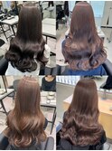 韓国 くびれロング レイヤー ワンホンヘア 小顔前髪