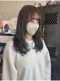 ハイレイヤーカット小顔シースルーバング透け感セミロング