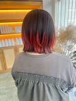 ユラギフロムユイマァル 水島店(YURAGI from YUIMARL)&nbsp;デザインカラー毛先カラーショートボブレッドカラー