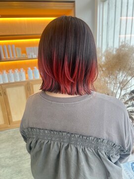 ユラギフロムユイマァル 水島店(YURAGI from YUIMARL) デザインカラー毛先カラーショートボブレッドカラー