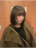 バレイヤージュボブヘアセミロング前髪タッセルボブ姫カット