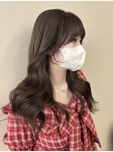 透明感オリーブグレージュ/ブリーチなしカラー/小顔レイヤー