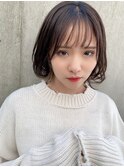 大人かわいい/レイヤーロング/グレーベージュ/前髪パーマ/錦糸町