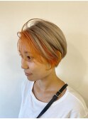 フェイスフレーミングハイトーンオレンジハンサムショート
