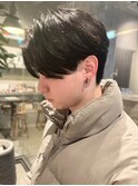 ツーブロック マッシュ センターパート 眉カット 爽やか