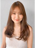 前髪こなれヘアウェーブミディアムフェミニンロングうる艶髪
