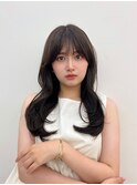 20代30代大人かわいいくびれレイヤーカットオリーブベージュ