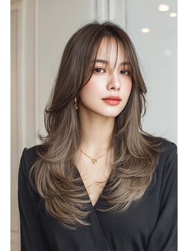 ノイエ 原宿 北参道(NoIE) バタフライレイヤーバレイヤージュミルクティーブロンド