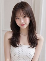ユーフォリア 新宿店(Euphoria) 小顔シースルーバング顔周りカットセミロングレイヤーくびれ巻き