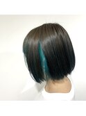 [prankster]エメラルドグリーンのインナーカラー ボブ スタイル