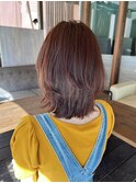 外ハネボブ/くびれボブ/オレンジブラウンカラー