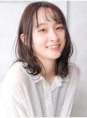 大人可愛い小顔カット美髪ツヤ髪斜めバング小顔レイヤーB7