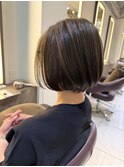 【札幌/impression佐藤】スッキリ大人ボブ/白髪ぼかしハイライト
