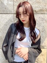 ヒマリ 自由が丘 緑が丘(Himari)&nbsp;ワインレッド/艶髪ロング/顔まわりレイヤー/韓国ヘア