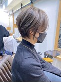 白髪ぼかしハイライト/絶壁解消/ひし形大人ショートボブ/聖