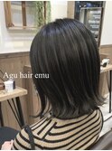ダークグレージュ切りっぱボブ