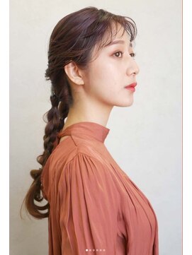 アース 三軒茶屋店(HAIR&MAKE EARTH) 三軒茶屋_レディース_ロング_ピンクブラウン_編み込み_アレンジ
