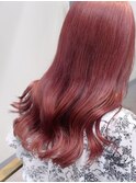 ウェーブロングブリーチチェリーレッドハイトーンカラーmaaya