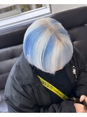 マーブルカラー ホワイトヘア ダブルカラー ブリーチ