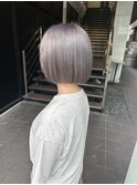 ダブルカラーシルバーグレー透明感カラーケアブリーチハイトーン