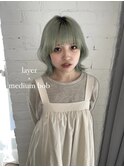 大人可愛い艶カラーカーキベージュブラウンミニウルフショート