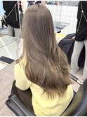 韓国ヘア顔周りレイヤーミルクティーベージュ暗めオリーブ