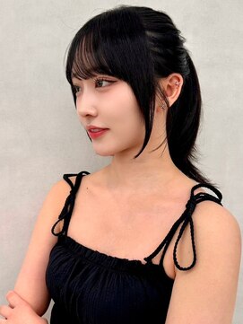 アッシュ 茗荷谷店(Ash) 小顔見せ韓国風ポニーテール×シースルーバング