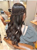 ヘアアレンジ/ハーフアップ/編み込み/巻き下ろし/ヘアセット