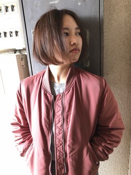 グリーン(green) ピンクブラウンボブ