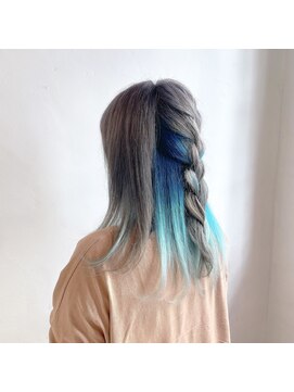 ヘアカラーファクトリー 原口☆インナーライトブルー☆福岡久留米