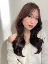 ハニー 町田(HONEY)&nbsp;シースルーバング　韓国風レイヤーカット　オリーブベージュ