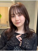 顔周りレイヤーカットくびれヘアミルクティーベージュカラー