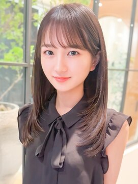 ルエ(rue) ミディアムレイヤーカットストレートロングウルフカットベージュ