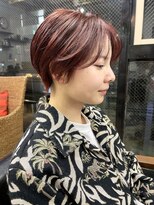 ヌード(NUDE) NUDEピンクシースルーバングショート大人ショートボブ前髪カット