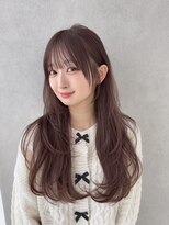 カシュカシュ 表参道(cache cache) ロングレイヤーシースルーぱっつん前髪おくれ毛ロブミディアム