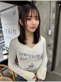 美髪イメチェンくびレイヤーミディアムワイドバングヘア