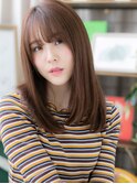 シースルーバング外国人風ピンクブラウンh4戸頭20代30代40代