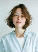 ミルクブラウン/ダークパープル/ナチュラルショート/夏/センター