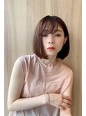 シースルーバングワンレンボブ切りっぱなしボブ