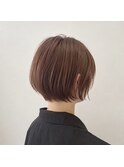 ショートボブ/丸みショート/ピンクベージュ/髪質改善/松山美容室