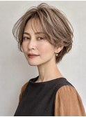 白髪ぼかし脱白髪染め大人ショート40代50代60代