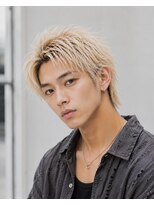 MEN's Baguz MEN'Sカット/ MEN'Sパーマ/ MEN'Sカラー ホワイトブロンド束感ショート韓国メンズ