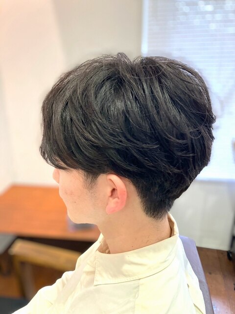 韓国風 メンズカット×黒髪マッシュヘア