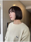 pink brown あごラインボブ ぷつっとボブ 暖色カラー